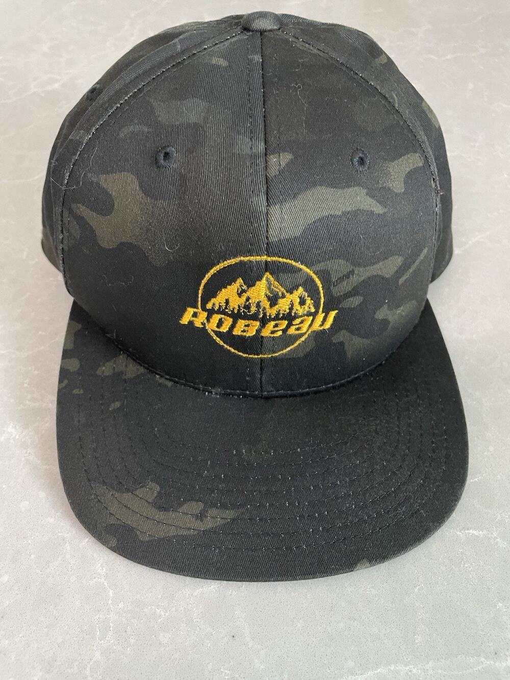 Robeau Mountain Logo Camo SnapBack Hat Yupoong Classics One Size Adjustable